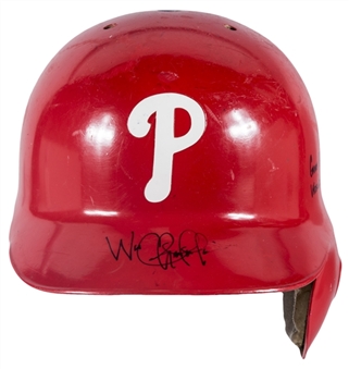 1993 Wes Chamberlain Game Used, Signed & Inscribed Philadelphia Phillies Batting Helmet Used During World Series (JT Sports, JSA & Beckett)